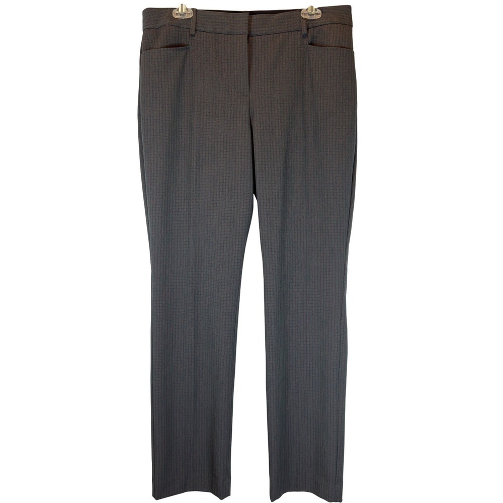 Express Columnist Slim Mid Rise Stretch Pants Size 12 Gray Stripes Work Trousers
